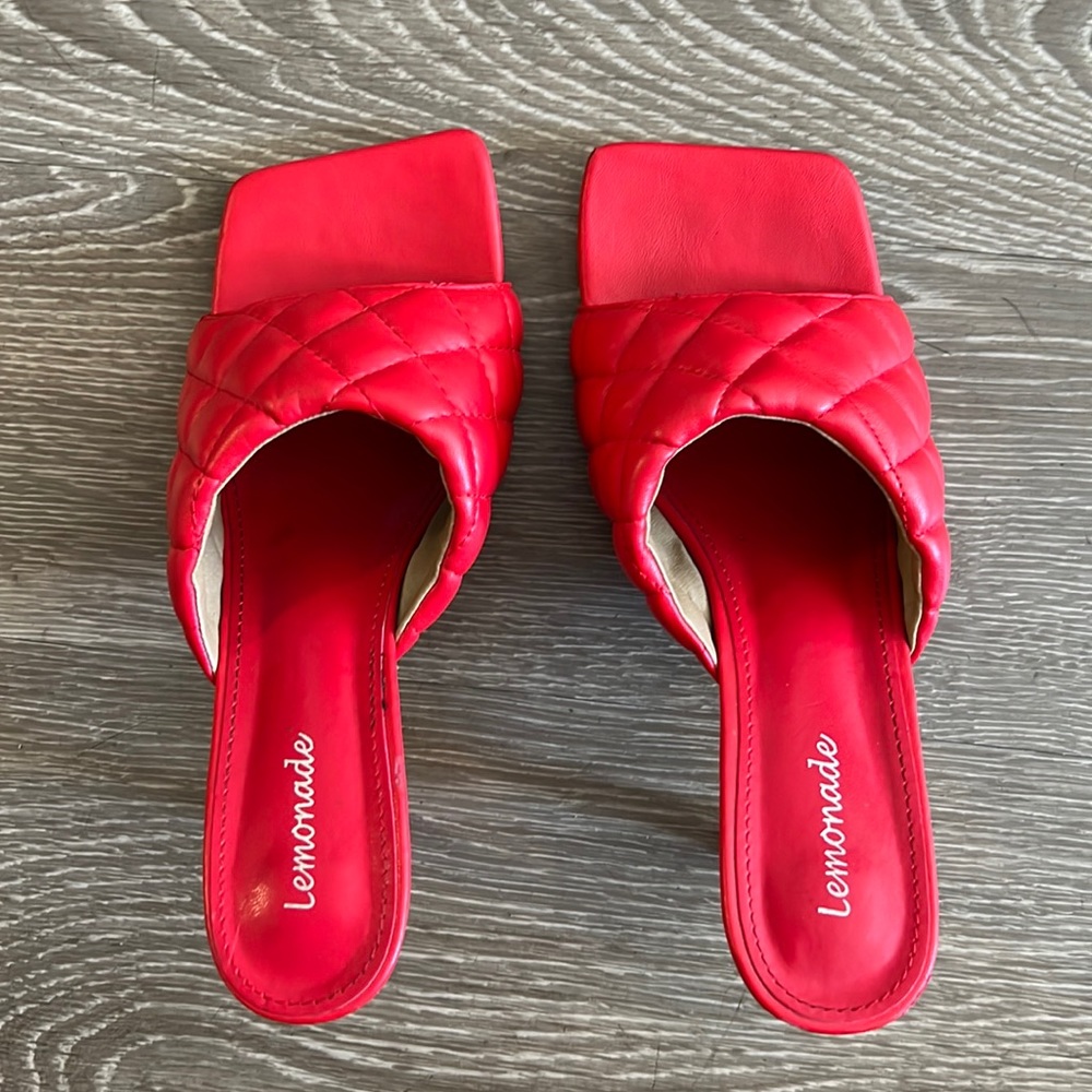 Red Quilted Mules